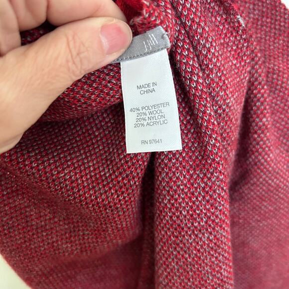 J Jill Scarf Wool Blend Red Mixed Pattern Neck Warmer Winter Accessory OS - Picture 5 of 5